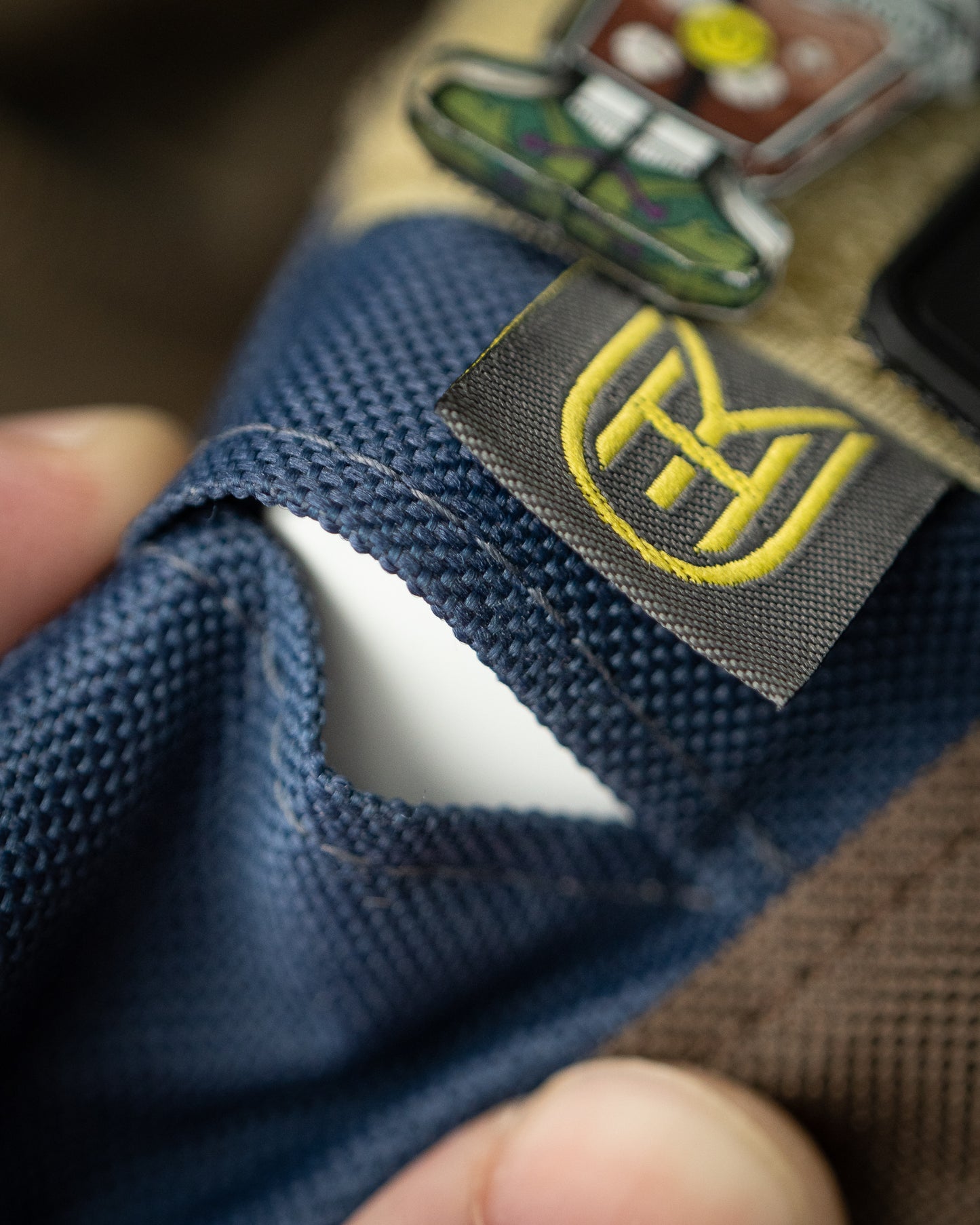 UYH - Navy & Brown "64" AirTag Pouch w/Velcro