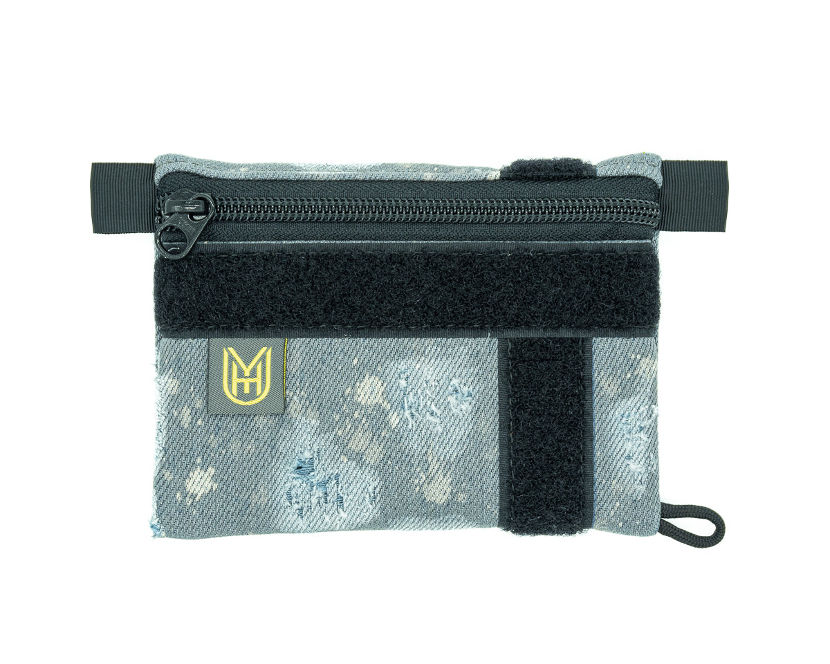 UYH.EDC - Distressed Gray Denim "64" Pouch w/Velcro